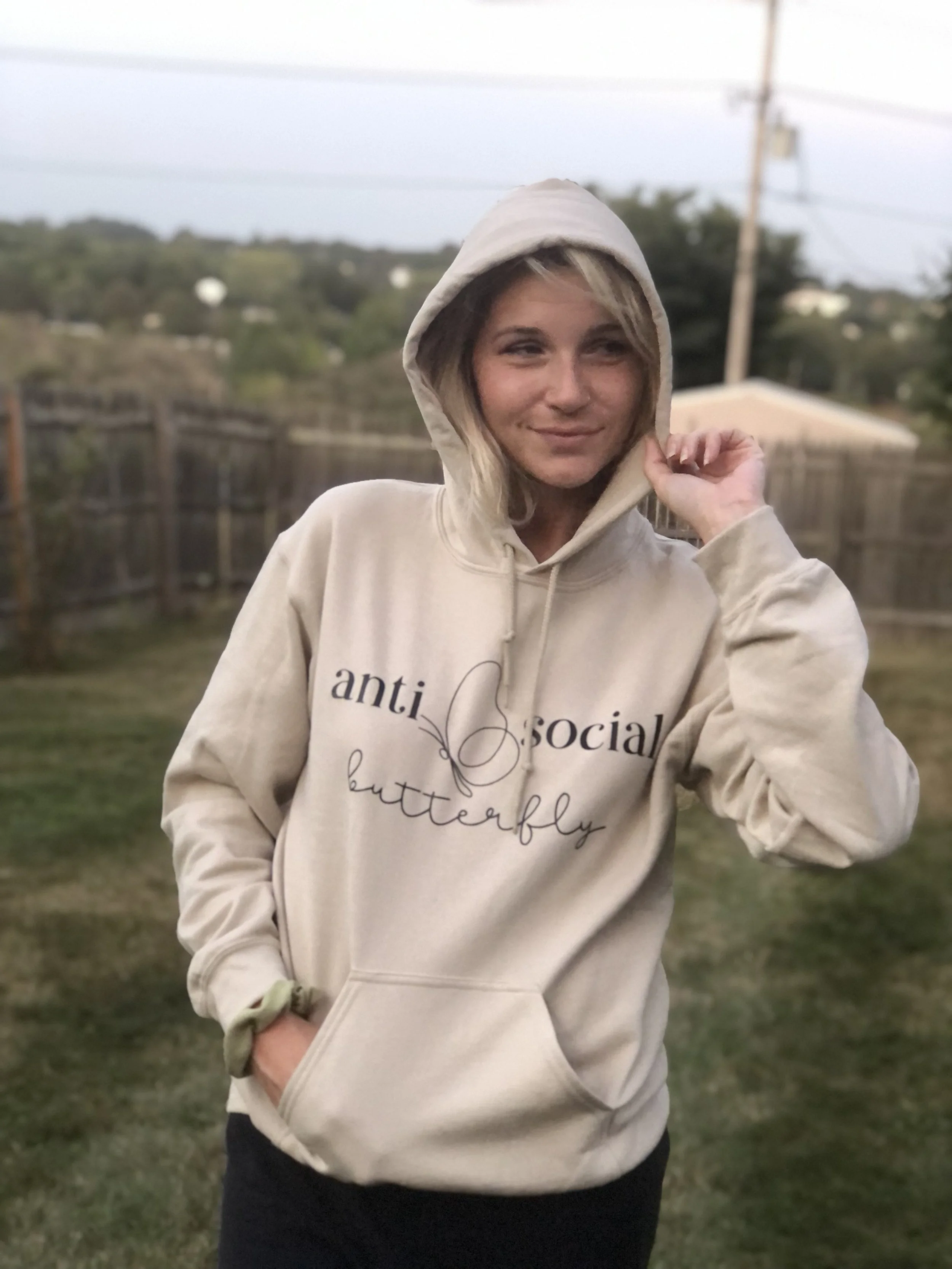 Antisocial butterfly top hoodie green